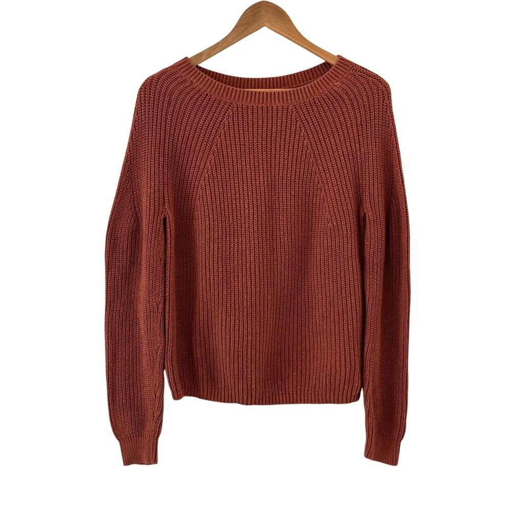 Sundance Chunky Knit Sweater Womens XS Rust Orange Boho Cotton‎ Grommet